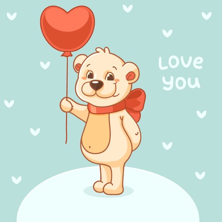 Cute polar bear with balloonのイラスト素材