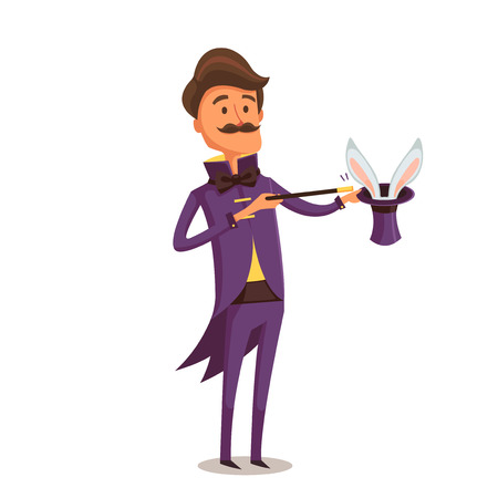 Illusionist in Purple Tail-coat with Bunny in the Hatのイラスト素材