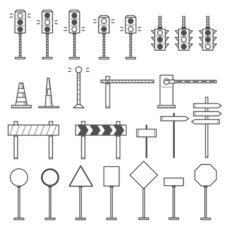 Road Signs in Outlinesのイラスト素材