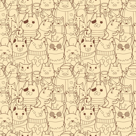 Seamless pattern with funny foxesのイラスト素材