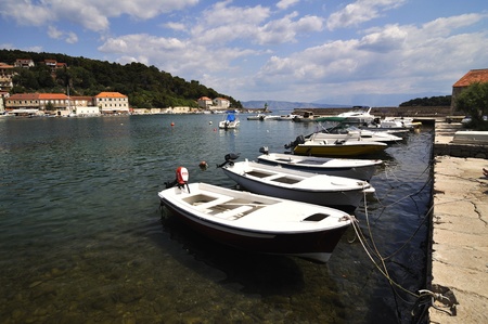 Panorama of Port in Jelsa, Croatiaの写真素材