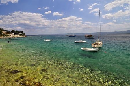 Panorama of Port in Bol, Croatiaの写真素材