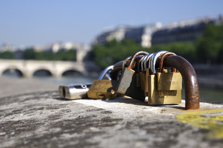 Love Padlocks on Bridge in Paris