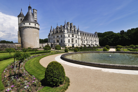 CHENONCEAU, FRANCE - JUNE,2013 - Loire Valley castle near the village of Chenonceaux. It was built in 15-16 century, an architectural mixture of late Gothic and early Renaissance.のeditorial素材