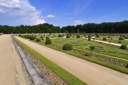 CHENONCEAU, FRANCE - JUNE,2013 - Garden at the Chateau de Chenonceau, Loire Valley castle near the village of Chenonceaux.のeditorial素材