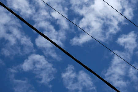 High voltage utility pole cablesの写真素材