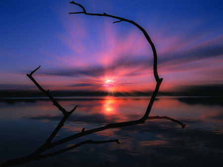 The Sunset shot taken in Indian rural backdrop.の写真素材