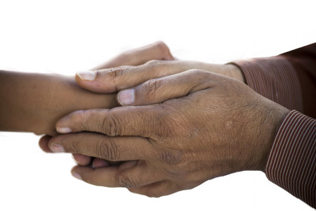 Human hands isolated on white.の写真素材