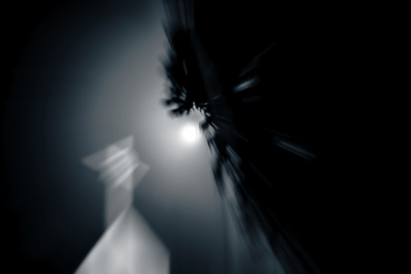Full Moon in the dark night, shot taken with motion blur effect.の写真素材