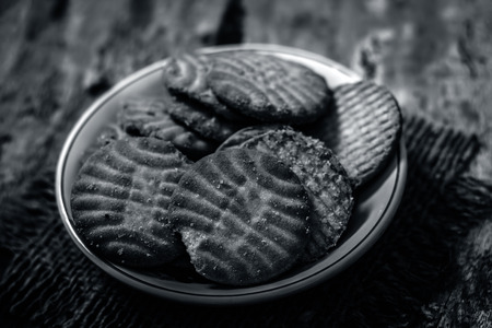 Home made freshly baked Biscuits  in a glass plate.の写真素材