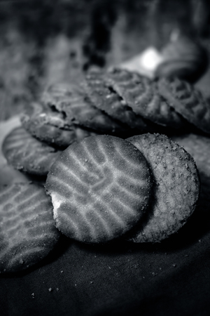 Home made freshly baked Biscuits  in a glass plate.の写真素材