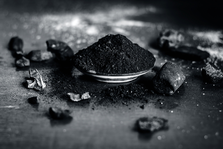 Close up of coal powder for toothache and toothpaste of traditional Asia.の写真素材
