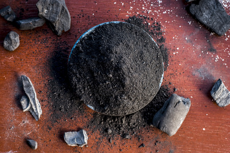 Close up of coal powder for toothache and toothpaste of traditional Asia.の写真素材