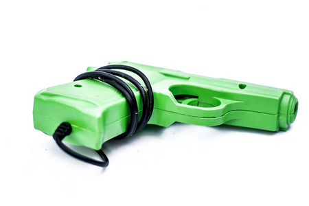 A toy joystick of gun isolated on white.