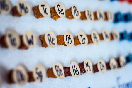 A science project board contain the chemical names.の写真素材
