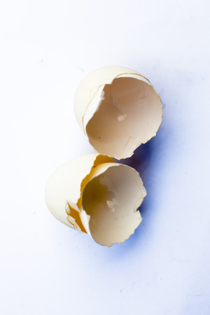 Close up of Egg, Ovum shells isolated on white.