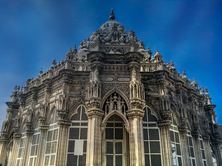 Junagadh-Gujarat-India-17th August,2018-Sunset seen through old vintage Mahabat maqbara or Tomb of mahabat khan.のeditorial素材