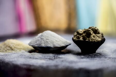 Remedy for smooth hair on wooden surface consisting of rice flour and rice grains well mixed with...