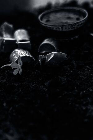 Aloe vera gel hair mask in a glass bowl consisting of activated charcoal & some aloe vera gel. To...
