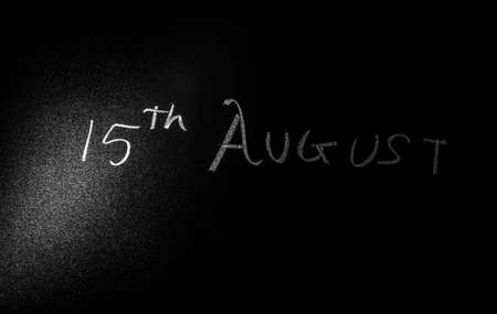 Happy Independence Day 15 August written on a blackboard with chalk for independence day celebration.の写真素材