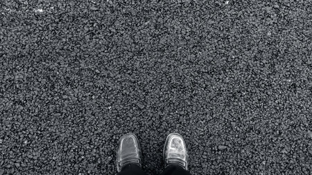 Top shot of  a male with black office shoes.の写真素材