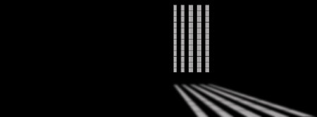3D rendering of a corridor in a dark room with light and shadowsの写真素材