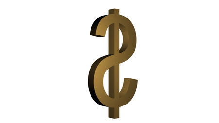 Dollar sign isolated on a white background. 3d rendering.の写真素材