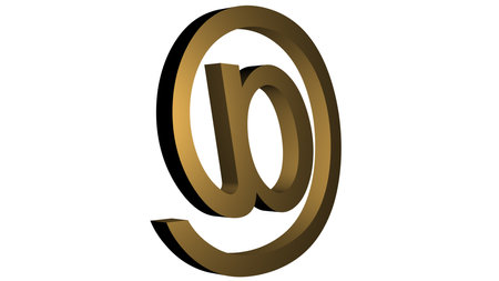 3d gold e-mail symbol isolated on a white background.の写真素材