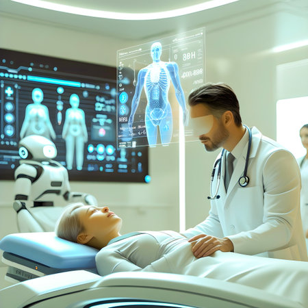 Doctor and patient with x-ray scan. Medical technology concept. 3D Renderingの素材