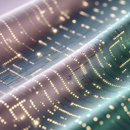 3d illustration of abstract technology background with glowing lines and bokehの素材