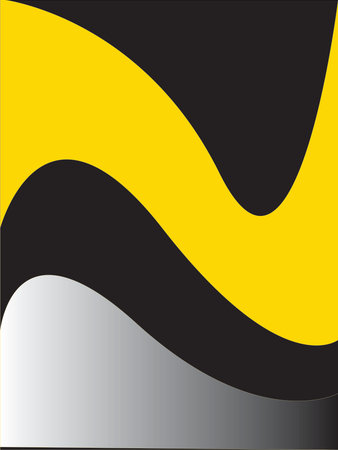abstract black and yellow background with wavy lines, vector illustrationのイラスト素材
