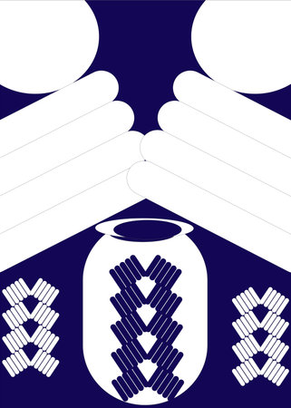 Japanese pattern on a blue background. Vector illustration for your design.のイラスト素材