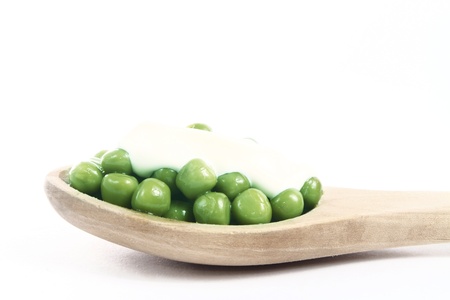 Green peas white backgroundの写真素材