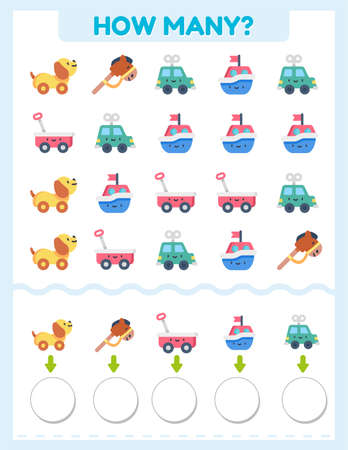 How many are there? Math worksheet for kids.のイラスト素材