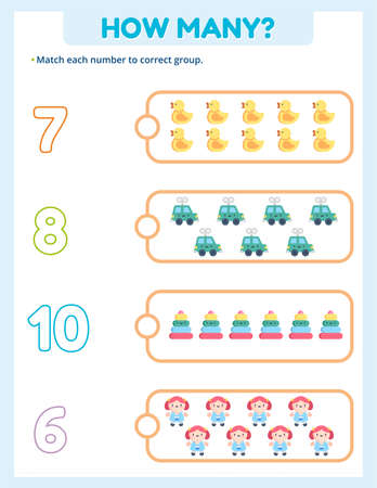 How many are there? Math worksheet for kids.のイラスト素材