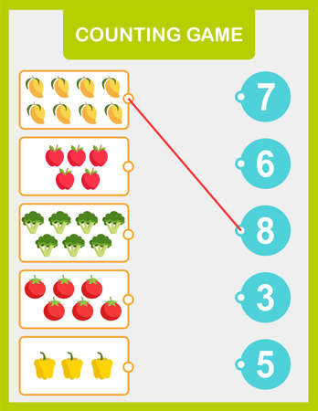 Math addition activity for preschool children. Printable simple counting worksheet for kidsのイラスト素材