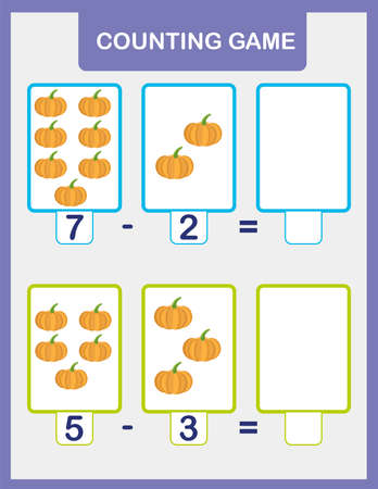 Math addition activity for preschool children. Printable simple counting worksheet for kidsのイラスト素材