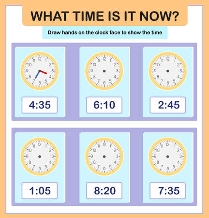 Time worksheet practice print pageのイラスト素材