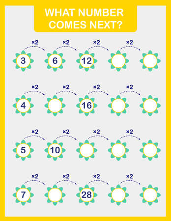 Math worksheet practice print page. What number comes next.のイラスト素材