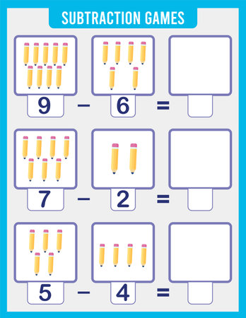 Counting Game for Preschool Children. Educational math game. Count the numbers in the picture and write the result.のイラスト素材