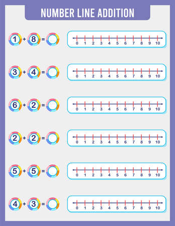 addition or subtraction of number line. Addition, Subtraction Worksheet for Preschool Childrenのイラスト素材