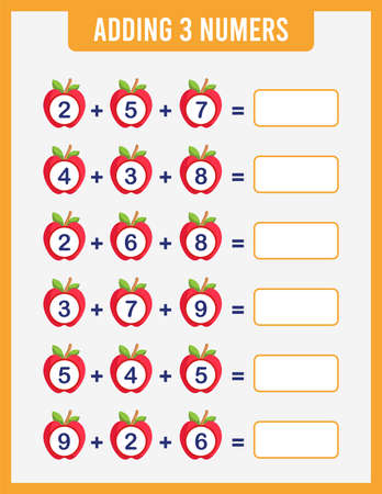 Educational math game for children. Addition for preschool children.のイラスト素材