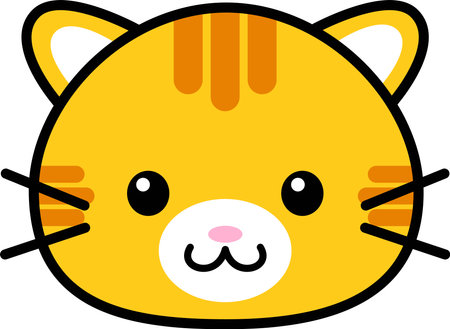 This is an illustration of a Cute Yellow Cat face emoticonの写真素材