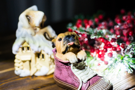 Glass on a wooden background with lightの写真素材