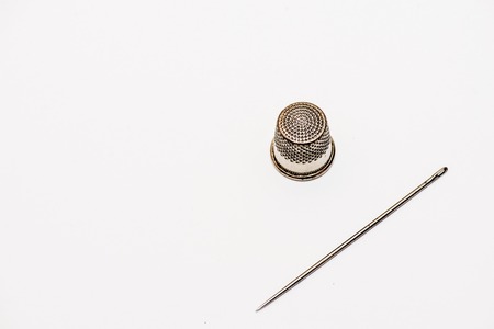 Vintage thimbles and sewing notionsの写真素材