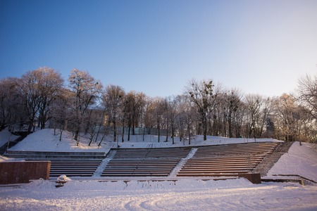 Shops, stepping in the Kiev park of friendship of peoples.の写真素材