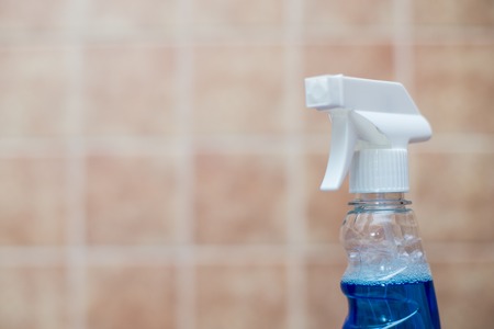 Detergents on the kitchen background, space for textの写真素材