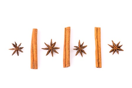 Isolate Cinnamon Sticks and Anise Asterisks starsの写真素材