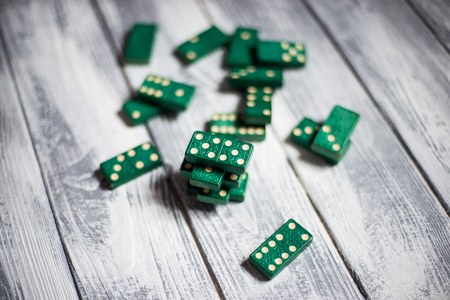Dominoes on a gray backgroundの写真素材