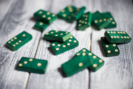 Dominoes on a gray backgroundの写真素材